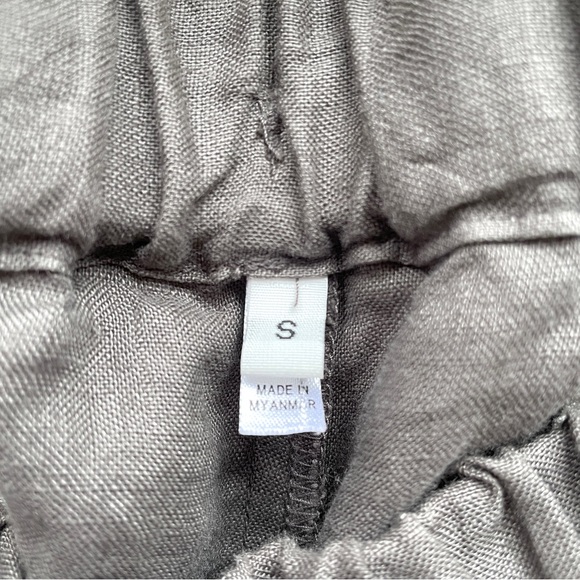 Muji Gray French Linen Wide Leg Cropped Pants - S, relaxed fit - Picture 5 of 9